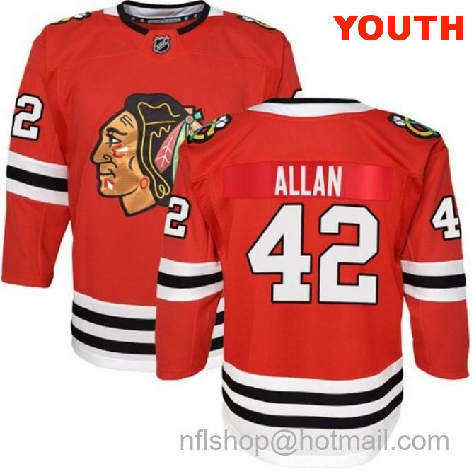 Kids Chicago Blackhawks #42 Nolan Allan Home Red Breakaway Stitched Hockey Jersey