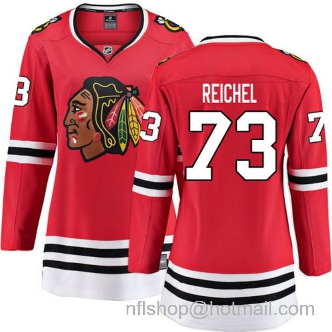 Women's #73 Lukas Reichel Chicago Blackhawks Women's Home Red Breakaway Stitched Hockey Jersey
