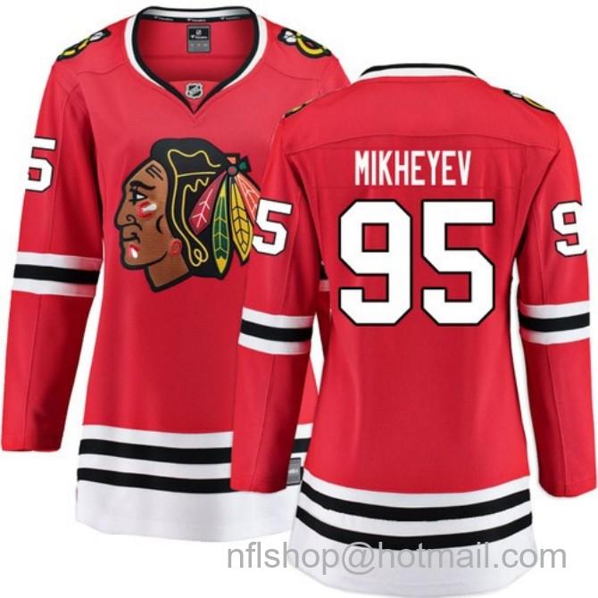 Women's #95 Ilya Mikheyev Chicago Blackhawks Women's Home Red Breakaway Stitched Hockey Jersey