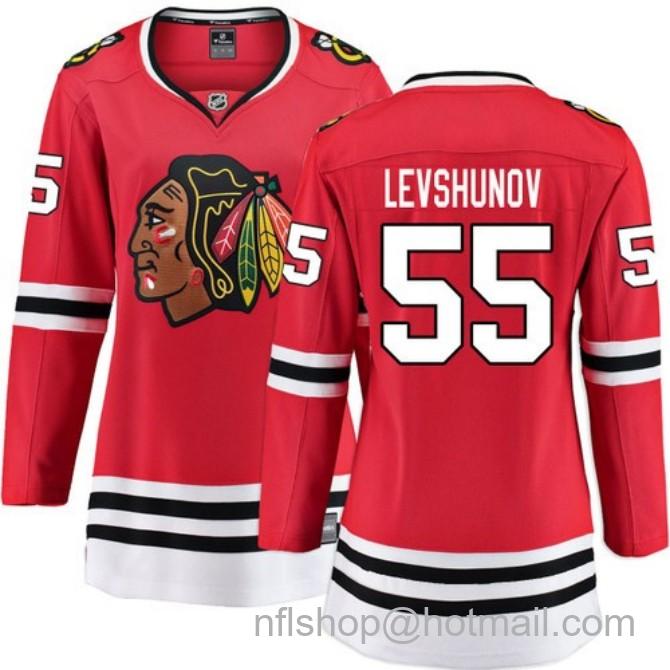 Women's #55 Artyom Levshunov Chicago Blackhawks Women's Home Red Breakaway Stitched Hockey Jersey