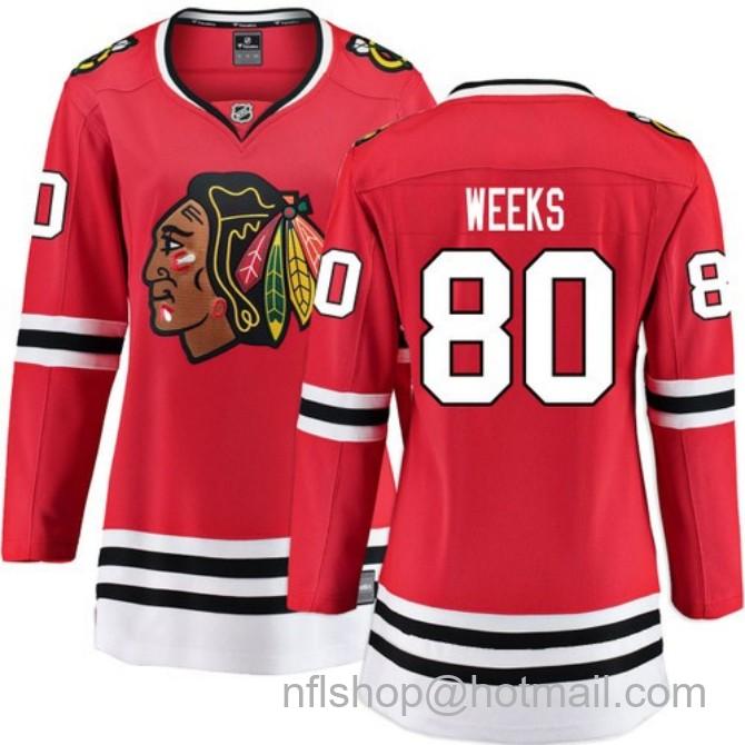 Women's #80 Mitchell Weeks Chicago Blackhawks Women's Home Red Breakaway Stitched Hockey Jersey
