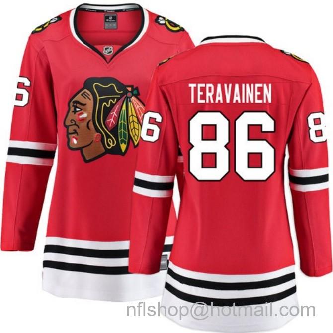 Women's #86 Teuvo Teravainen Chicago Blackhawks Women's Home Red Breakaway Stitched Hockey Jersey