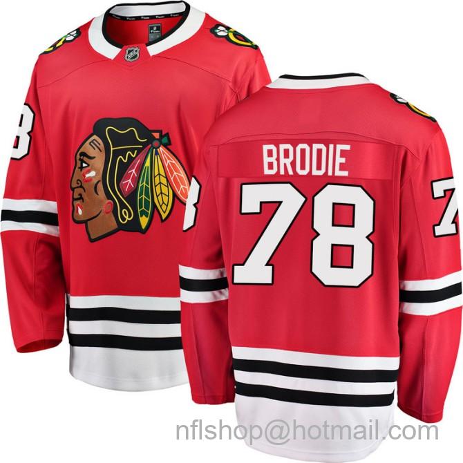 Men's #78 T.J. Brodie Chicago Blackhawks Home Red Breakaway Stitched Hockey Jersey