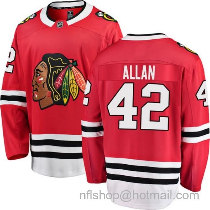 Men's #42 Nolan Allan Chicago Blackhawks Home Red Breakaway Stitched Hockey Jersey