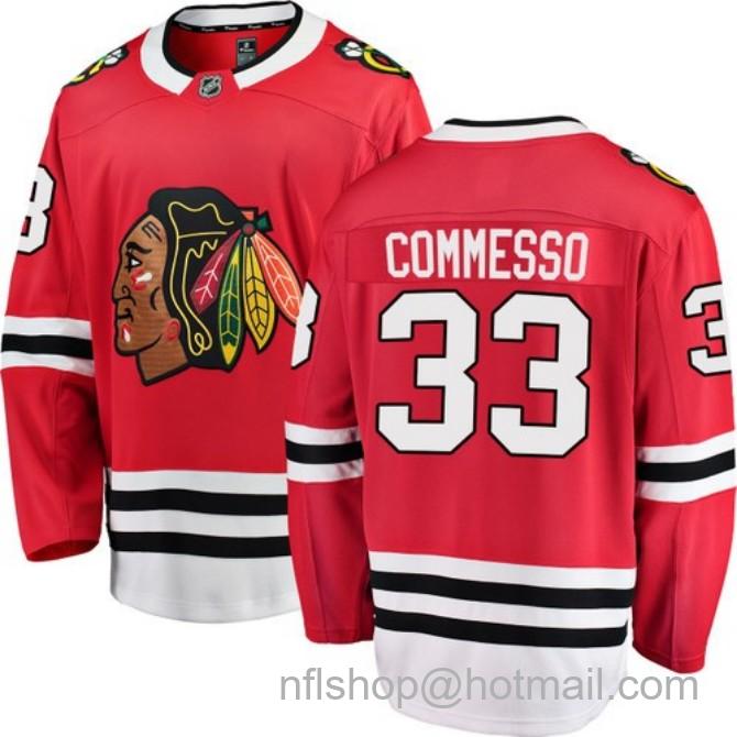 Men's #33 Drew Commesso Chicago Blackhawks Home Red Breakaway Stitched Hockey Jersey