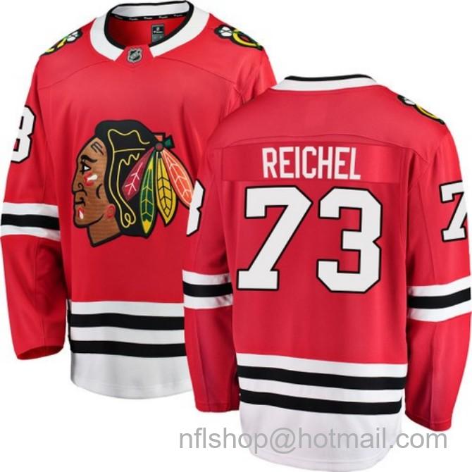 Men's #73 Lukas Reichel Chicago Blackhawks Home Red Breakaway Stitched Hockey Jersey