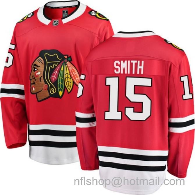 Men's #15 Craig Smith Chicago Blackhawks Home Red Breakaway Stitched Hockey Jersey