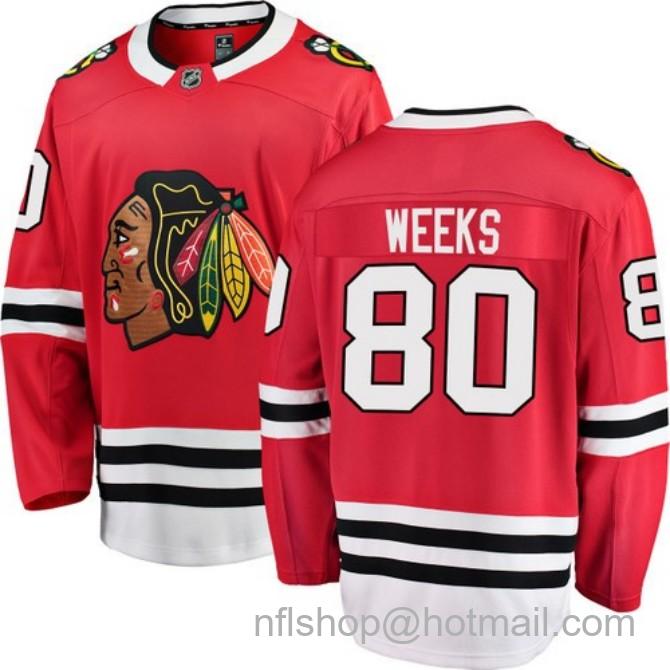 Men's #80 Mitchell Weeks Chicago Blackhawks Home Red Breakaway Stitched Hockey Jersey
