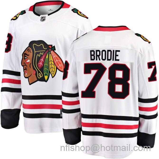 Men's #78 T.J. Brodie Chicago Blackhawks Road White Breakaway Stitched Hockey Jersey