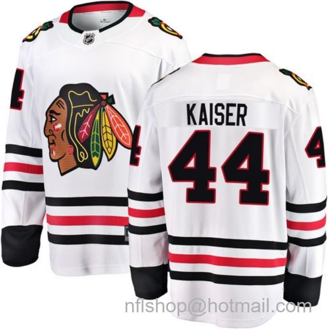 Men's #44 Wyatt Kaiser Chicago Blackhawks Road White Breakaway Stitched Hockey Jersey