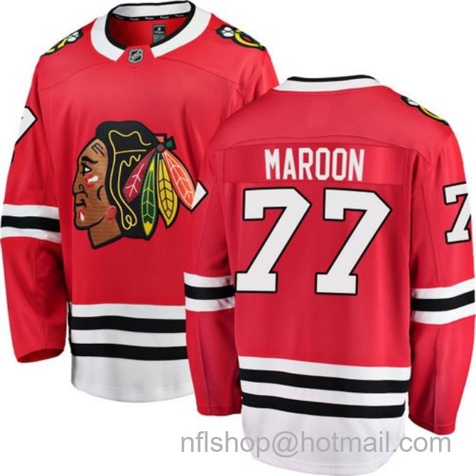 Men's #77 Pat Maroon Chicago Blackhawks Home Red Breakaway Stitched Hockey Jersey