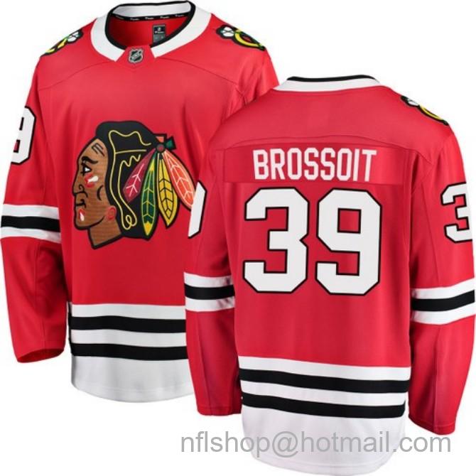 Men's #39 Laurent Brossoit Chicago Blackhawks Home Red Breakaway Stitched Hockey Jersey