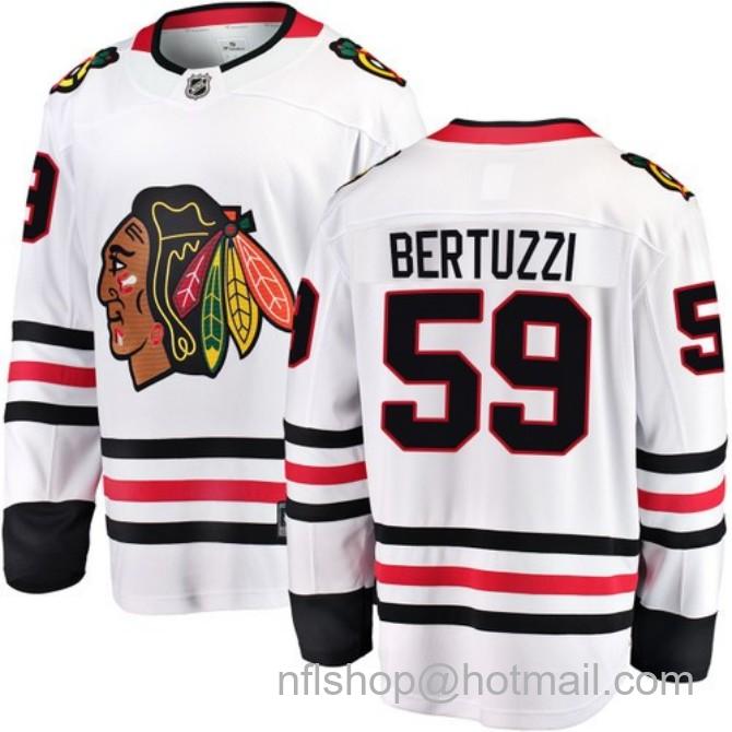 Men's #59 Tyler Bertuzzi Chicago Blackhawks Road White Breakaway Stitched Hockey Jersey