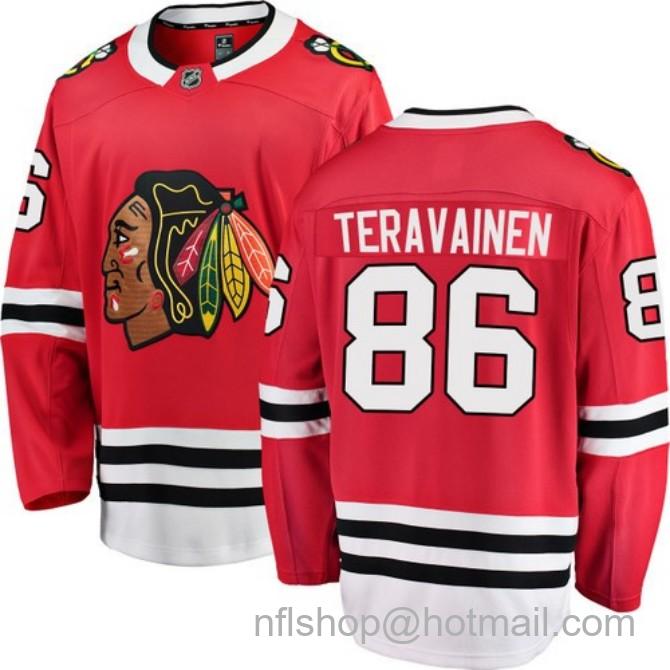 Men's #86 Teuvo Teravainen Chicago Blackhawks Home Red Breakaway Stitched Hockey Jersey