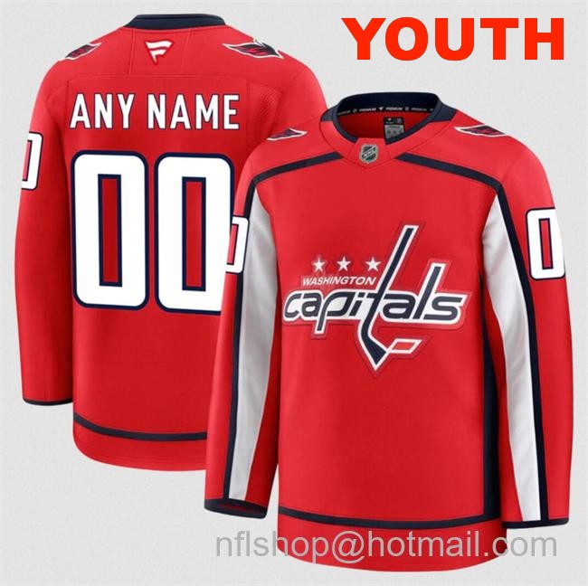 Customized Youth Washington Capitals Red 2024-25 Home Stitched Hockey Jersey