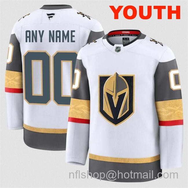 Customized Youth Vegas Golden Knights White 2024-25 Home Stitched Hockey Jersey