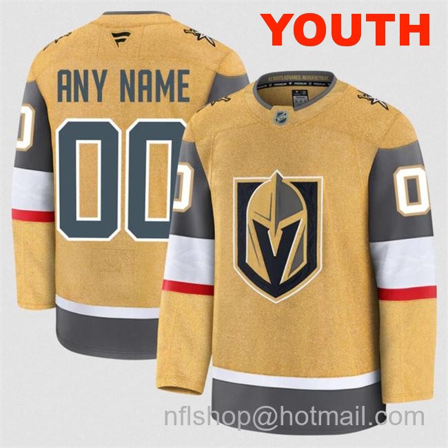 Customized Youth Vegas Golden Knights Gold 2024-25 Home Stitched Hockey Jersey