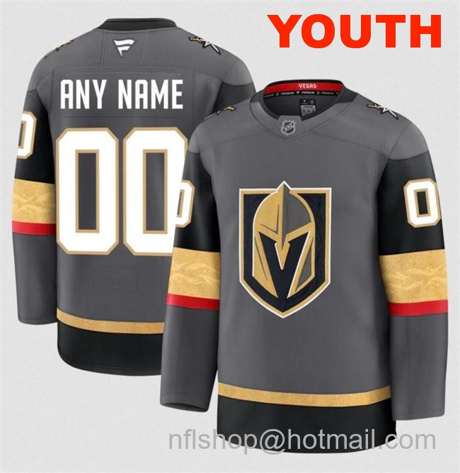 Customized Youth Vegas Golden Knights Grey 2024-25 Alternate Stitched Hockey Jersey
