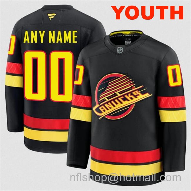 Customized Youth Vancouver Canucks Black 2024-25 Alternate Stitched Hockey Jersey