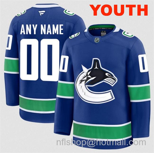 Customized Youth Vancouver Canucks Blue 2024-25 Home Stitched Hockey Jersey