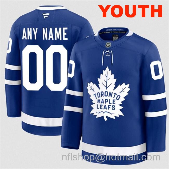 Customized Youth Toronto Maple Leafs Blue 2024-25 Home Stitched Hockey Jersey