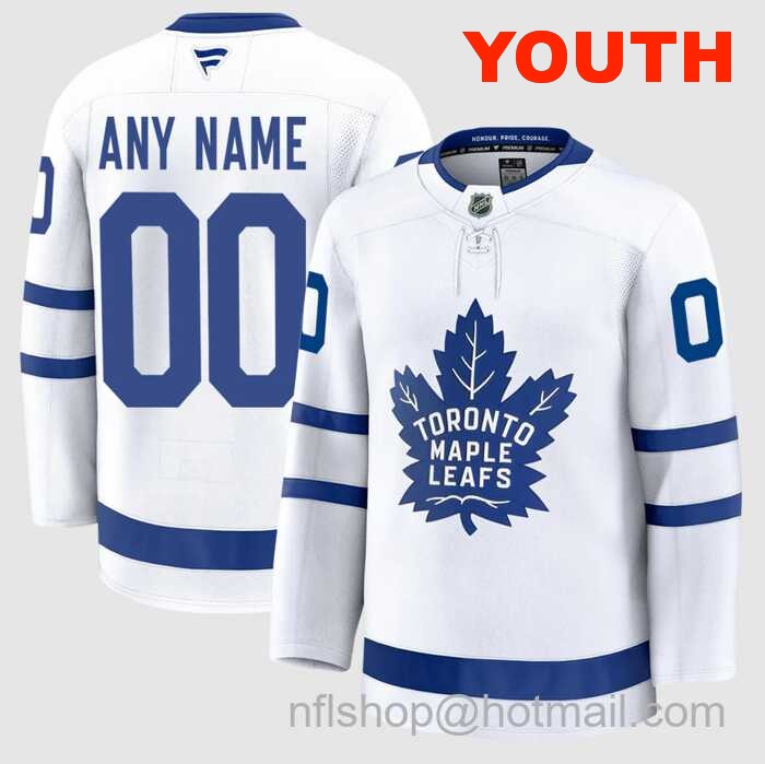 Customized Youth Toronto Maple Leafs White 2024-25 Away Stitched Hockey Jersey
