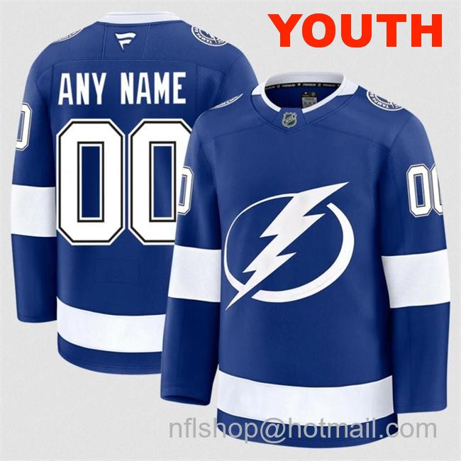 Customized Youth Tampa Bay Lightning Blue 2024-25 Home Stitched Hockey Jersey