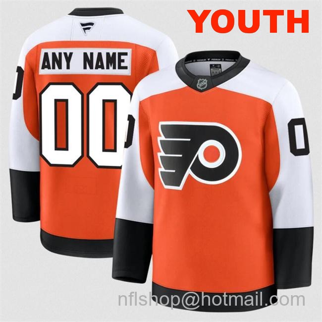 Customized Youth Philadelphia Flyers Orange 2024-25 Home stitched Hockey Jersey