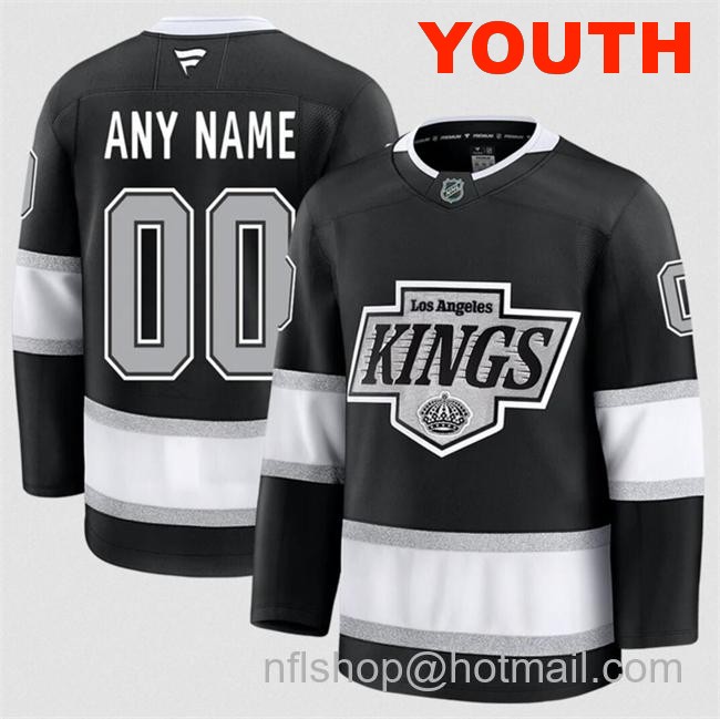 Customized Youth Los Angeles Kings Black 2024-25 Home Stitched Hockey Jersey