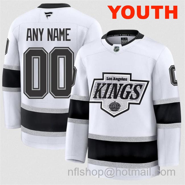 Customized Youth Los Angeles Kings White 2024-25 Away Stitched Hockey Jersey