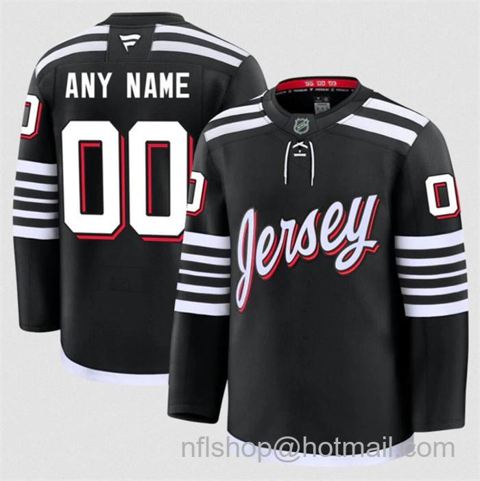 Customized Men's New Jersey Devils Black 2024-25 Alternate Stitched Hockey Jersey