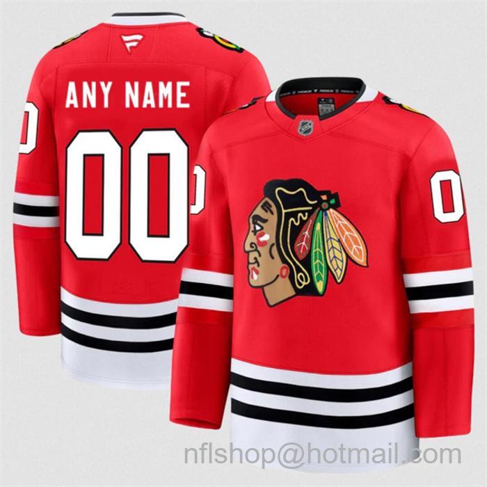 Men's Chicago Blackhawks Customized Red 2024-25 Home Stitched Hockey Jersey