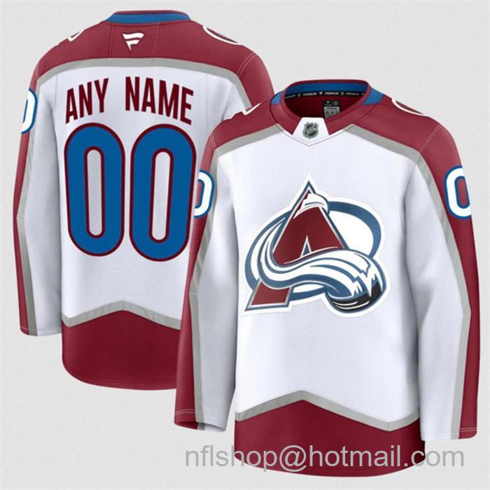 Customized Men's Colorado Avalanche White 2024-25 Away Stitched Jersey