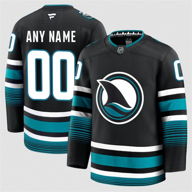 Customized Men's San Jose Sharks Black 2024-25 Alternate Stitched Hockey Jersey