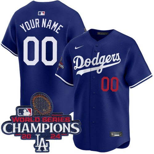 Men's Los Angeles Dodgers Customized Royal 2024 World Series Champions Alternate Limited Stitched Baseball Jersey
