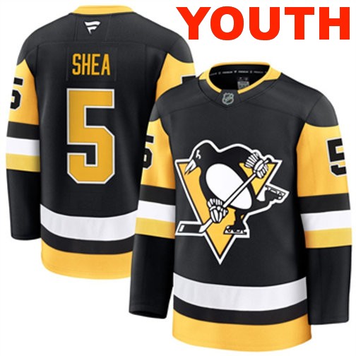Youth Pittsburgh Penguins Ryan Shea Authentic 2024-25 Home Black Stitched NHL Hockey Jersey