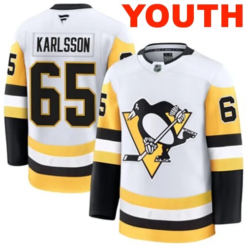 Youth Pittsburgh Penguins Erik Karlsson Authentic 2024-25 Away White Stitched NHL Hockey Jersey