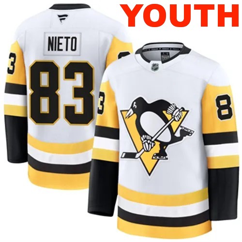 Youth Pittsburgh Penguins Matt Nieto Authentic 2024-25 Away White Stitched NHL Hockey Jersey