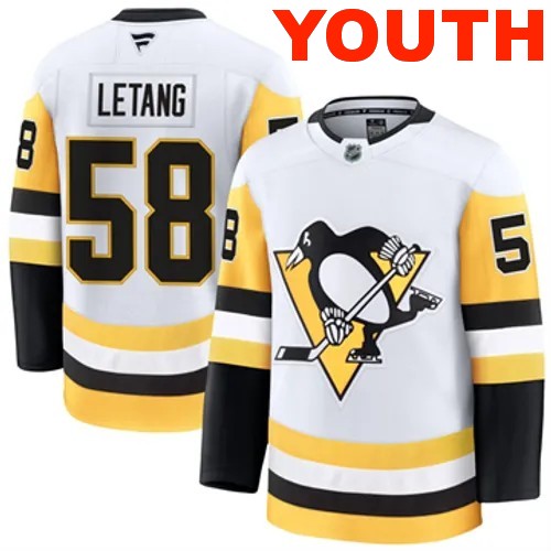Youth Pittsburgh Penguins Kris Letang Authentic 2024-25 Away White Stitched NHL Hockey Jersey