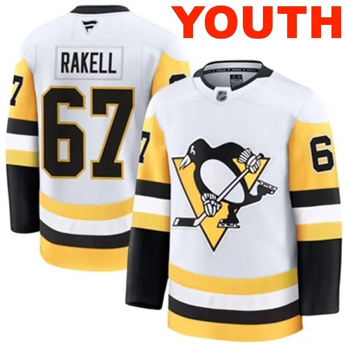 Youth Pittsburgh Penguins Rickard Rakell Authentic 2024-25 Away White Stitched NHL Hockey Jersey