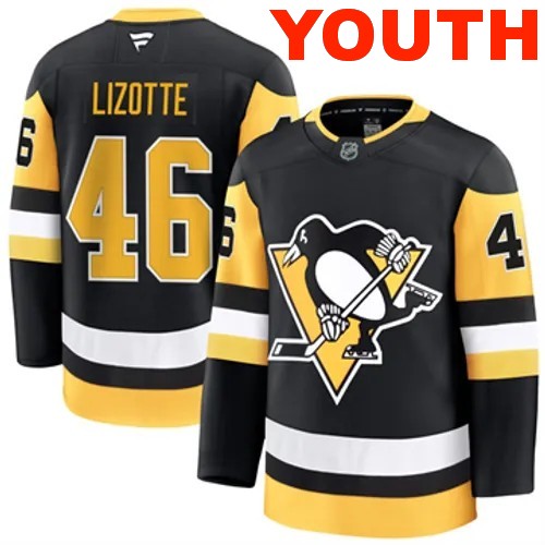 Youth Pittsburgh Penguins Blake Lizotte Authentic 2024-25 Home Black Stitched NHL Hockey Jersey