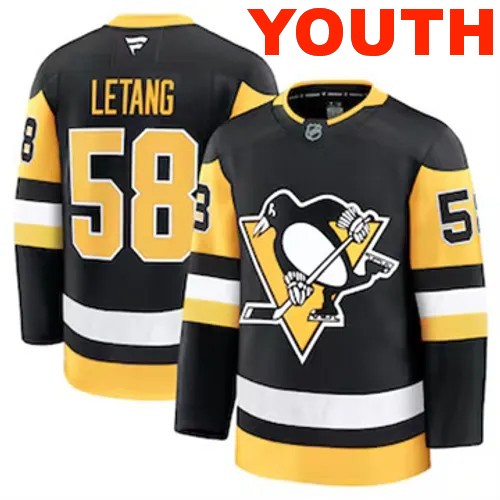 Youth Pittsburgh Penguins Kris Letang Authentic 2024-25 Home Black Stitched NHL Hockey Jersey