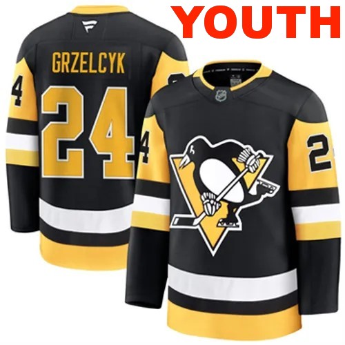 Youth Pittsburgh Penguins Matt Grzelcyk Authentic 2024-25 Home Black Stitched NHL Hockey Jersey