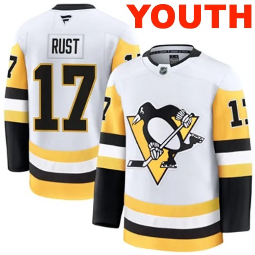 Youth Pittsburgh Penguins Bryan Rust Authentic 2024-25 Away White Stitched NHL Hockey Jersey