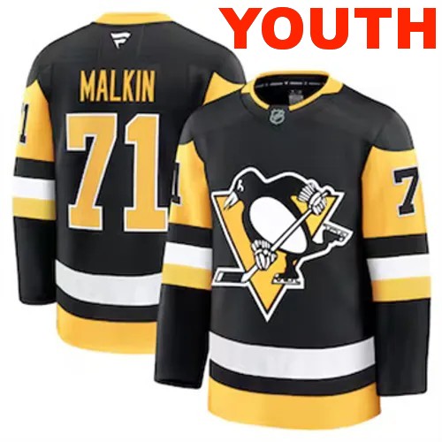 Youth Pittsburgh Penguins Evgeni Malkin Authentic 2024-25 Home Black Stitched NHL Hockey Jersey