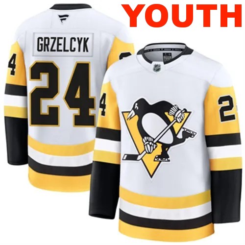 Youth Pittsburgh Penguins Matt Grzelcyk Authentic 2024-25 Away White Stitched NHL Hockey Jersey