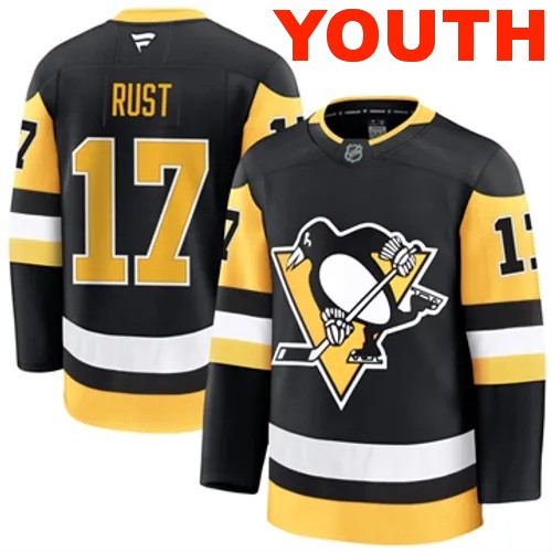 Youth Pittsburgh Penguins Bryan Rust Authentic 2024-25 Home Black Stitched NHL Hockey Jersey