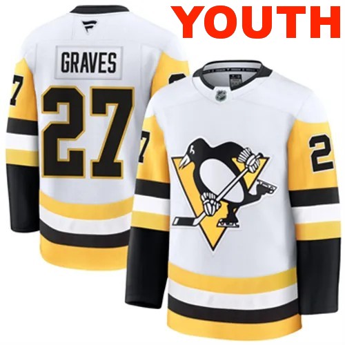 Youth Pittsburgh Penguins Ryan Graves Authentic 2024-25 Away White Stitched NHL Hockey Jersey