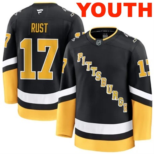 Youth Pittsburgh Penguins Bryan Rust Authentic 2024-25 Alternate Black Stitched NHL Hockey Jersey