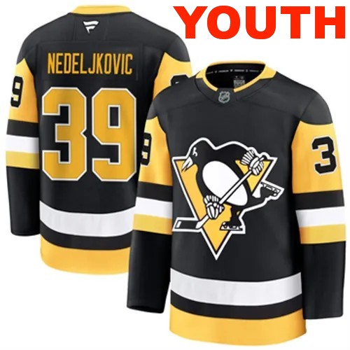 Youth Pittsburgh Penguins Alex Nedeljkovic Authentic 2024-25 Home Black Stitched NHL Hockey Jersey